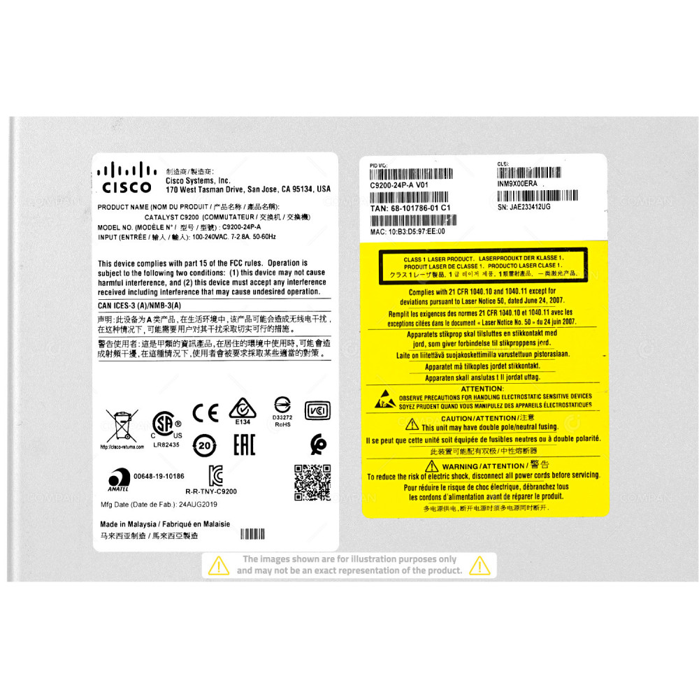 Cisco C9200-24P-A 24x RJ-45 1Gb NETWORK ESSENTIALS Power over Ethernet Switch